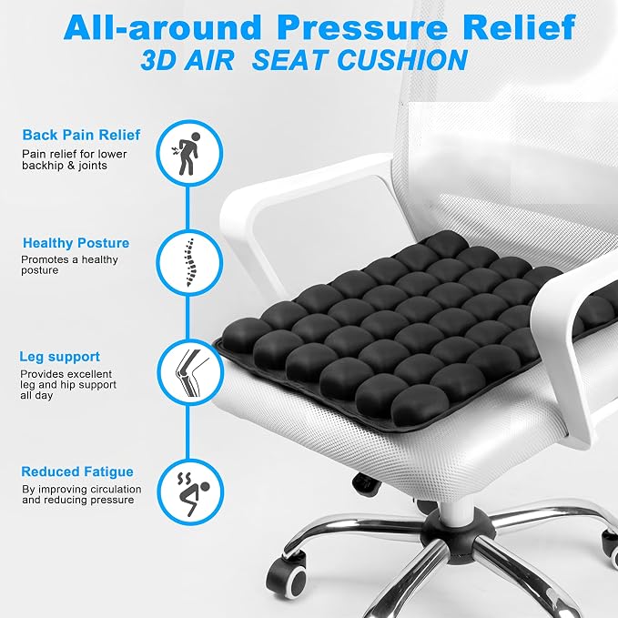 Travel Seat Cushion for Airplane,Portable&Adjustable Air Seat Cushion,Inflatable Cushion for Travel,Coccyx Tailbone Pain Relief Chair Pad - Image 5
