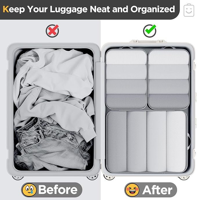 Veken 6/9/11 Set Compression Packing Cubes for Travel Essentials,Compressible Expandable Luggage Suitcase Organizer Bags with Garment Bag,Space Saver Bags with Over 1000 pcs of Mesh Holes(Gray) - Image 6