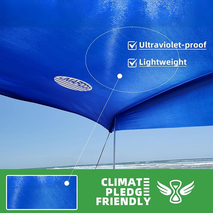 UMARDOO Family Beach Tent Canopy Sun Shade Portable 10×10FT, Large Wind Resistance Beach Sun Shelter Easy Setup with Packable Carry Bag for Outdoor Travel UPF 50+ (Blue) - Image 2