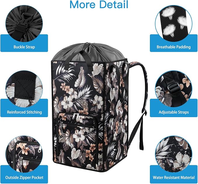 Bukere Laundry Backpack Bag for College Students Dorm Room Essentials, Extra Large Laundry Basket Hamper, Portable Freestanding Laundry Bag with Adjustable Shoulder Straps for Women Man Cruise - Image 6