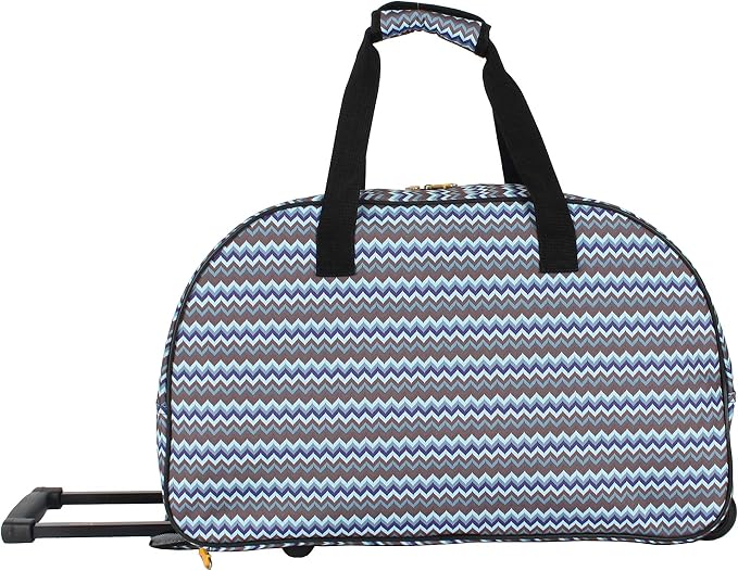 Lucas Designer Carry On Luggage Collection - Lightweight Pattern 22 Inch Duffel Bag- Weekender Overnight Business Travel Suitcase with 2- Rolling Wheels (Poly Brown) - Image 3