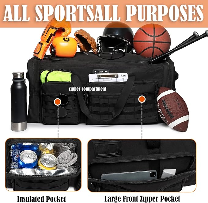 130L Extra Large Duffle Bag for Men, Heavy Duty Large Duffle Bag for Travel with Shoe Compartment, XL Sports Gym Equipment Bag for Hockey Football Baseball Basketball & More - Image 3