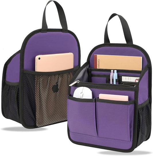 Mini Premium Rugged Backpack Purse Organizer Insert for Women Fashion Small Backpack-19 Pockets,Padded Water-repellent Nylon-Purple by DELTAMANN