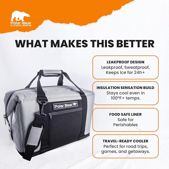Polar Bear Coolers - Original Soft Cooler Bag - Insulated Leak Proof Beach Cooler Bag, Small Thermal Bags for Travel - Heavy Duty & Portable - Sweat Proof Picnic Carrier - Nylon - Image 3
