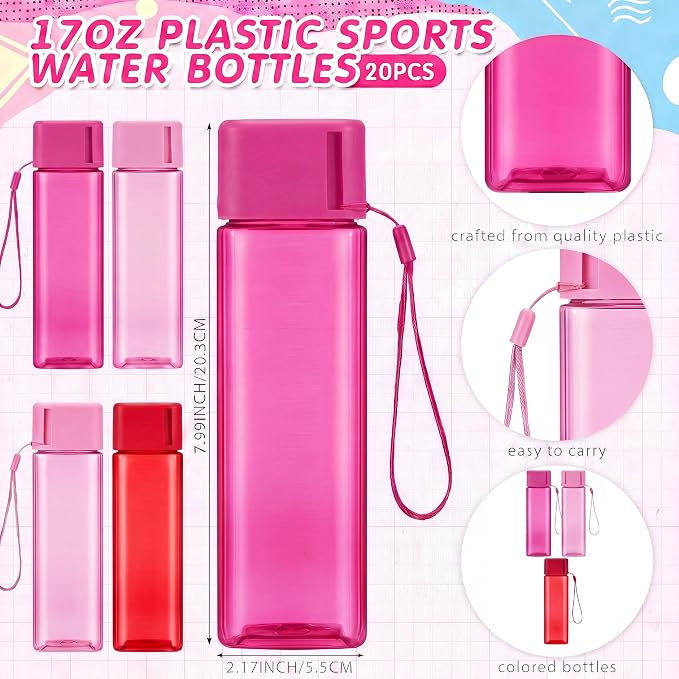 60 Pcs Bulk Backpacks Water Bottle Pencil Pouch Supplies, Backpack Donate Set, Lightweight Book Bags for Outdoor Travel(square Bottle, Fuchsia&light Pink&red) - Image 4