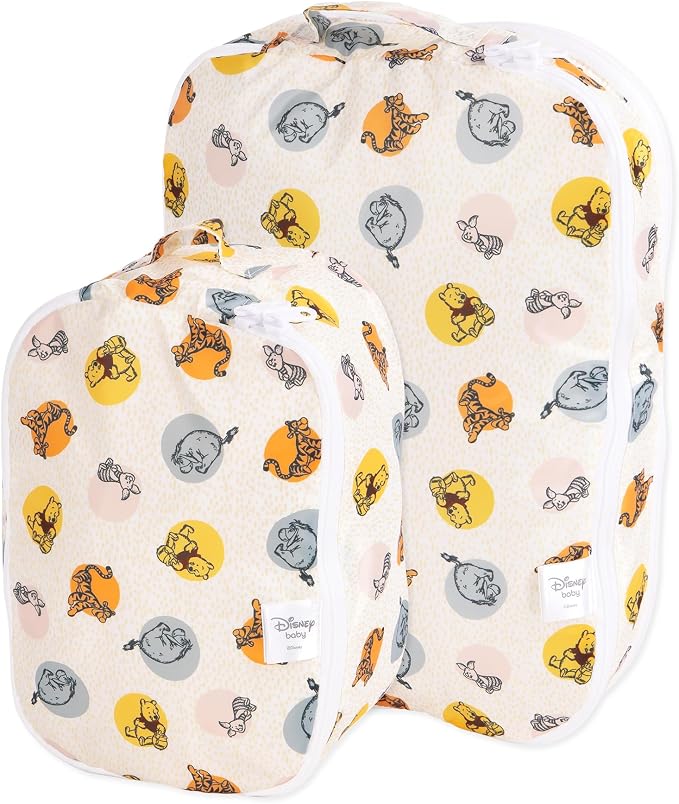 Bumkins Disney Packing Cubes for Travel Bag, Organize Luggage with Compression Bags, Essential Traveling Accessories, Pack Carry On Suitcase for Clothes or Toiletries, Set of 2 Sizes, Winnie the Pooh by Bumkins