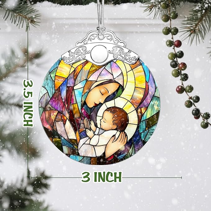 Virgin Mary Religious Christmas Ornaments, Christmas Tree Ornaments, Holiday Decor, Christian Gift, Religious Gift, Baptisms Gifts, Spiritual Gifts for Christian Women, Friends and Family