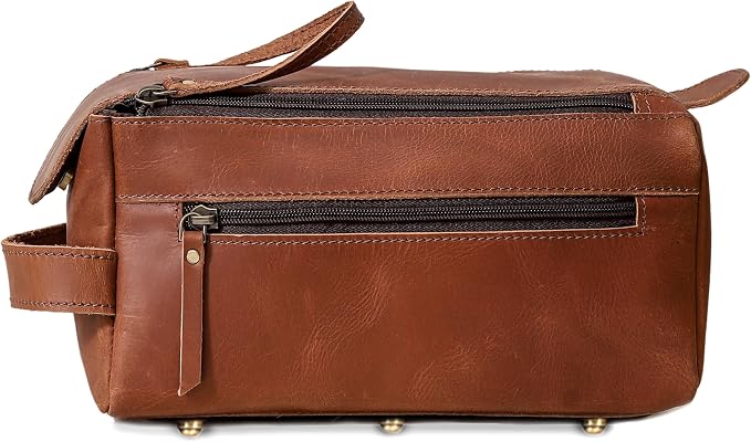 cuero Genuine Buffalo Leather Unisex Toiletry Bag Travel Leather Dopp Kit Made With High Class Buffalo Leather - Image 3
