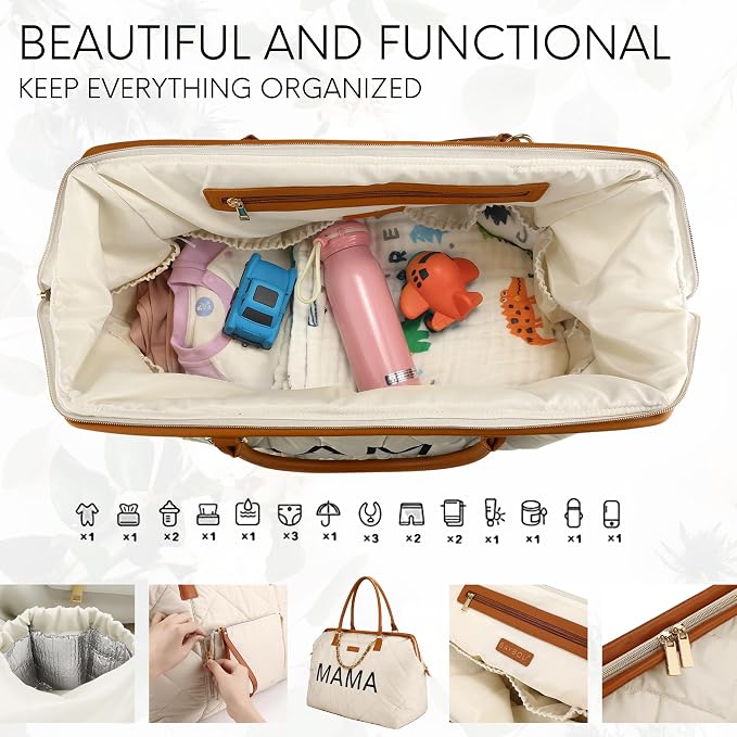 Mama Hospital Diaper Bag Tote for Labor and Delivery Essentials Mommy Bag for Baby and Travel Large - Image 8