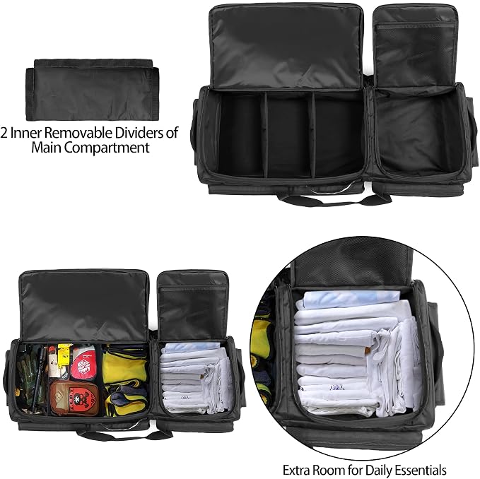 samdew Under Seat Storage Bag for SuperCrew Cab & Crew Cab, Large, Bag Only | Back Seat Organizer for Most Full Size Trucks, Dual-Compartment, with 2 Inner Dividers, Anti-slip Bottom & Multi-pockets - Image 4
