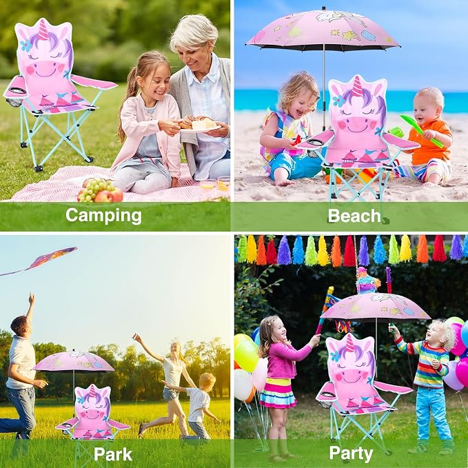 KABOER Kids Outdoor Folding Camping Chair with Cup Holder Carrying Bag | Portable Camping Chair for Beach Picnic Camping Travel Lawn Ages 3-10 - Image 5