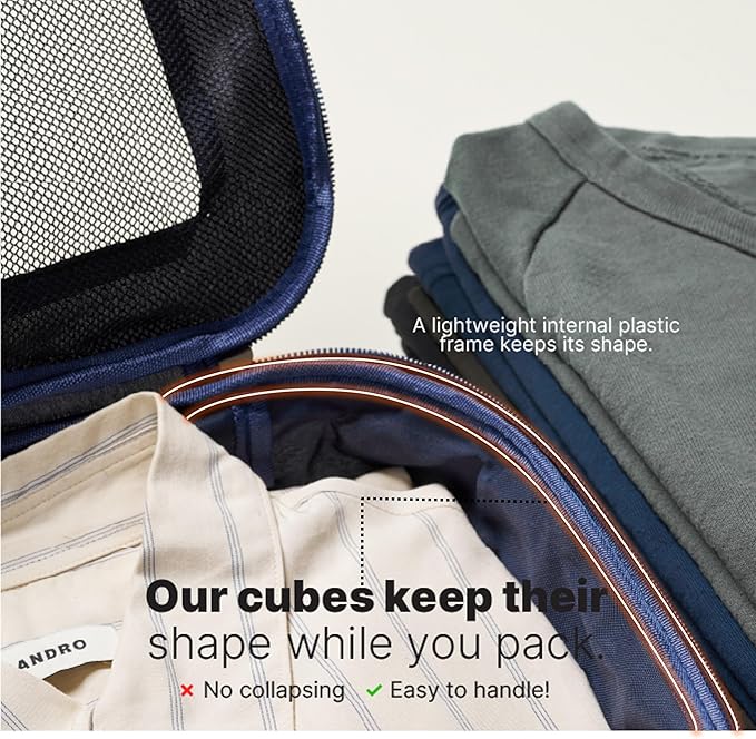 LeanTravel Premium Compression Packing Cubes for Travel - Suitcase Organizer Bags with Double Zipper & Breathable Mesh Panel - Space Saving Carry On Luggage Essentials (4-Pack, Navy Blue) - Image 4