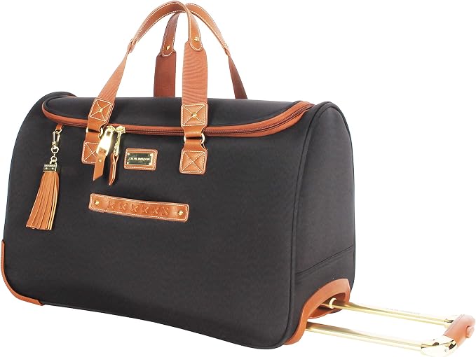 Steve Madden Designer Carry On Luggage Collection - Lightweight 20 Inch Duffel Bag- Weekender Overnight Business Travel Suitcase with 2- Rolling Spinner Wheels (Global Black) by STEVEMADDEN