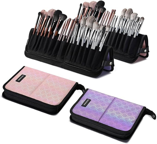 BYOOTIQUE Travel Makeup Brush Bag Foldable Holder Organizer Artist Pack 2 | Portable Stand-up Cosmetic Bag,Artist Storage with Multiple Pockets,Makeup Artist Brush Organizer by BYOOTIQUE
