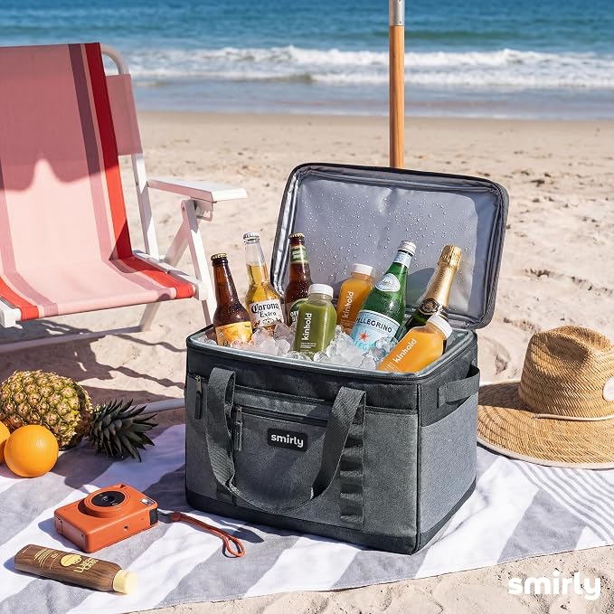 SMIRLY 48 Cans Soft Cooler Bag, Large Collapsible Leakproof Ice Chest | Portable Cooler with Multiple Pockets, Padded Handle and Wipe-Clean Lining for Camping, Beach, Travel, Picnic, Grocery, Car - Image 9