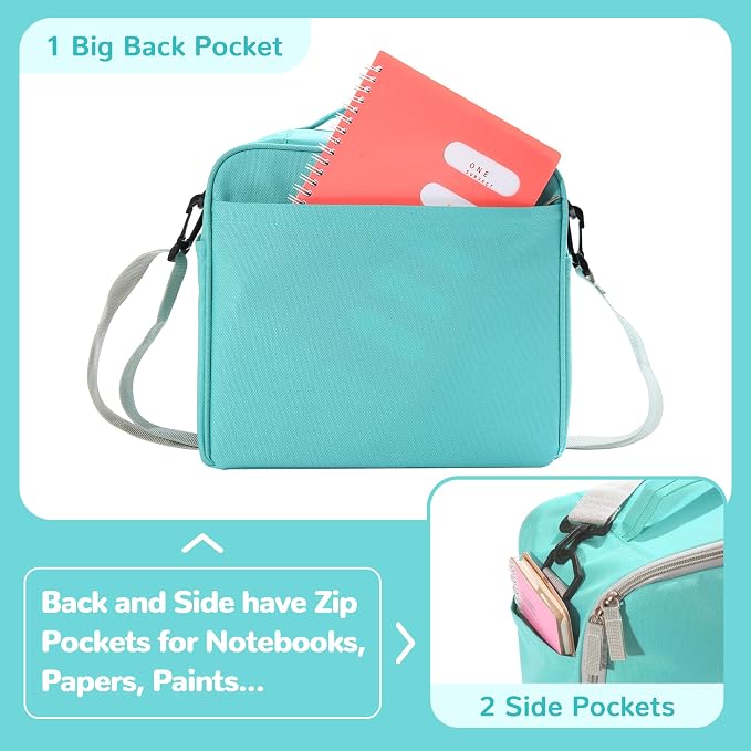 Togood Marker Organizer Bag - Large Storage Crossbody Tote for Marker Pens 130PCS+, Portable Art Supplies Case for Pens, Pencils, Books. Light Green - Image 4