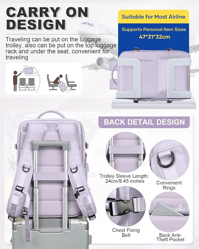 VGCUB Vacuum Backpack Travel with Pump, Vacuum Seal Compression Bags Laptop Backpack Personal Item - Image 5