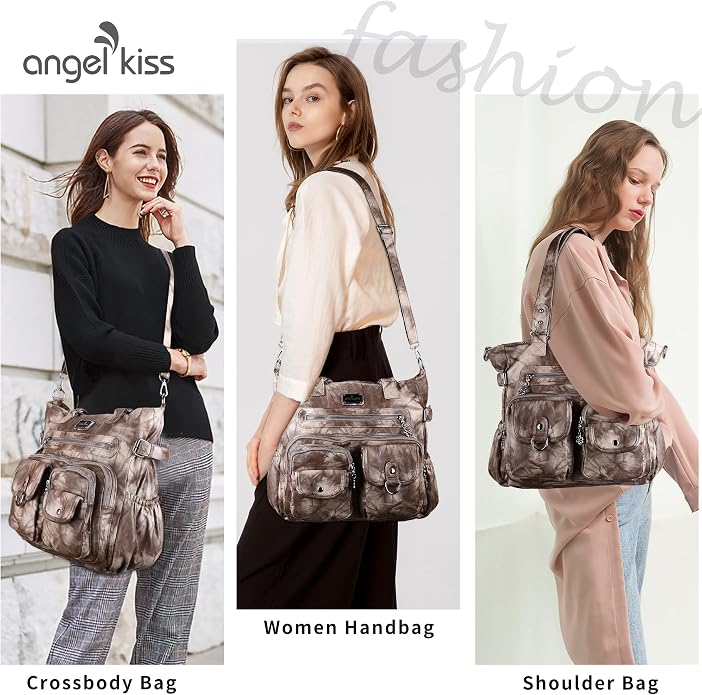 Angelkiss Purses Handbags for Women PU Tote Satchel Bags for Women Pockets Shoulder Bags… | PU - Image 6