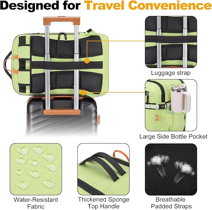 40L Travel Backpack 17.3" Laptop Carry On Duffel Flight Approved | TSA Approved, Wet & Dry Compartment, Water Resistant, Anti-Theft Pocket, Luggage Strap, USB Charging Port - Image 4