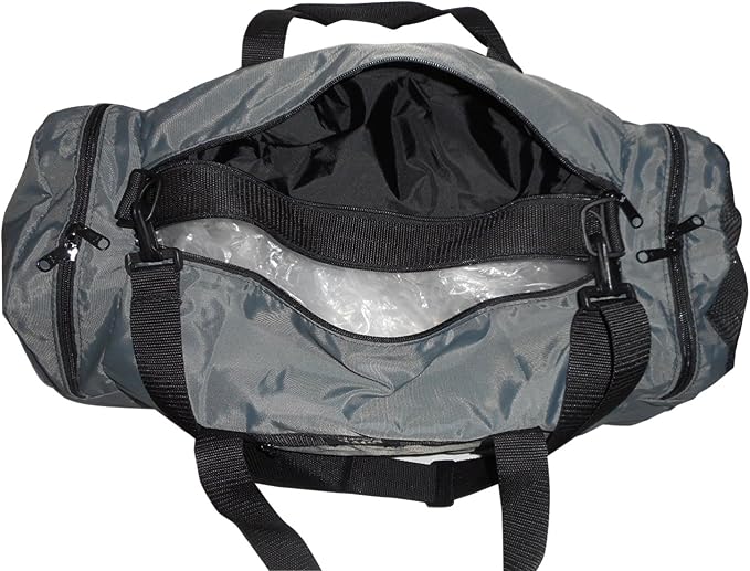 Duffle Bag Wet and Dry with One End Compartment Mesh, Front Pocket Made In USA (Gray) - Image 3
