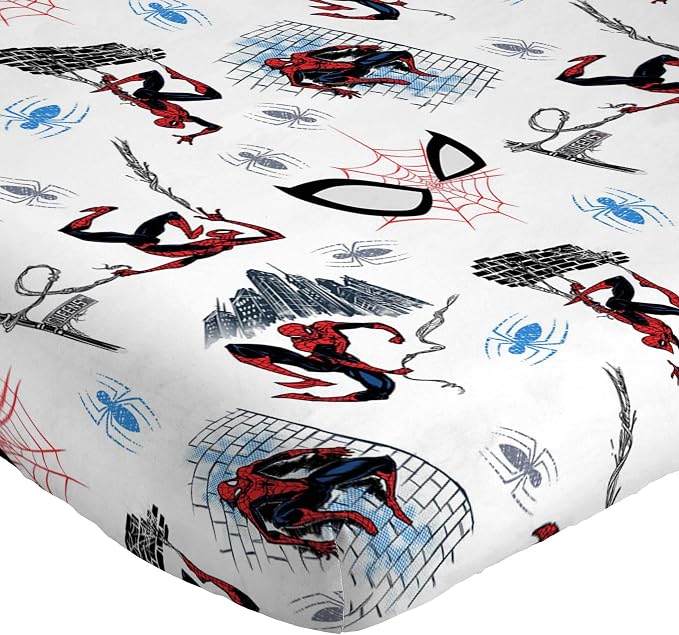 Jay Franco Kids Sheet Set with Fitted, Flat Sheets & Pillow Cover - Ultra-Soft Bedding with Pillowcase for Room Decor, White - Spiderman, 3 Piece Twin - Image 6