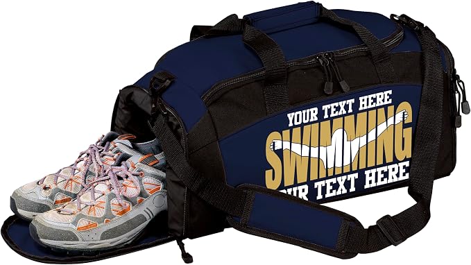Personalized Swim Team Duffel Bag with Custom Name – Waterproof Swimming Gear Bag for Youth & Adults – Large Pool Bag with Shoe Compartment & Wet Pocket by all+about+me+company