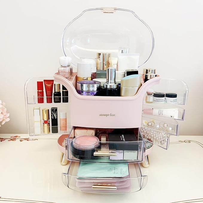 Omeily Upgrade Large Makeup Organizer Countertop Vanity Organizer Cosmetic Organizer Makeup Storage Box Bathroom Counter Organizer Perfume Skincare Organizers Gift Women Clear Design Easy Visibility - Image 5