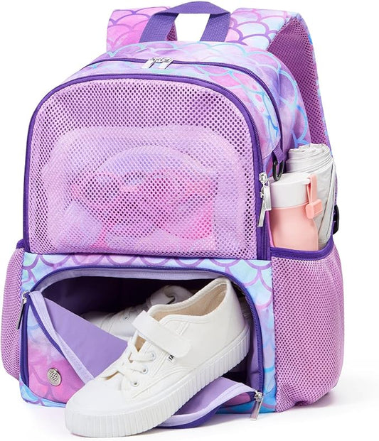 WAWSAM Kids Swim Bag for Swimmers, Beach Gym Bag with Wet Dry Shoes Compartments by WAWSAM