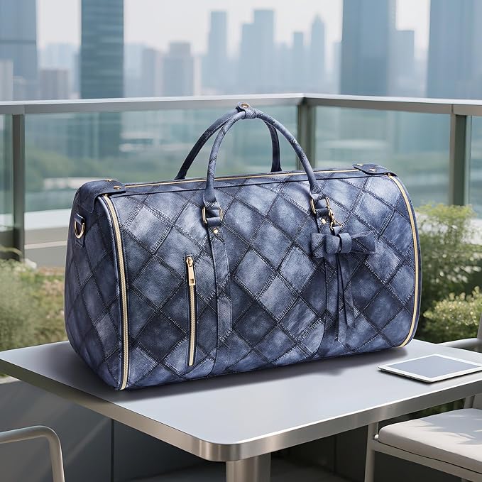 Convertible Garment Duffel Bag for Travel, 2-in-1 Foldable Travel Bag with Shoe Compartment, 20.5x10x12.5Inch Carry On Weekender Bags for Men Women Business Trip, Vacation, Graduation, Blue - Image 2