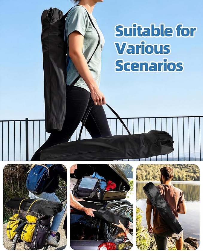 2PCS Camping Chairs with Detachable Umbrella, HaSteeL Folding Beach Chair for Adults, Large Portable Foldable Chair for Outdoors Fishing Hiking Travel Picnic Lawn, Supports 275lbs, Storage Bags, Black - Image 9