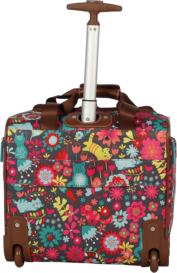 Lily Bloom Designer 15 Inch Carry On - Weekender Overnight Business Travel Luggage - Lightweight 2- Rolling Wheels Suitcase - Under Seat Rolling Bag for Women (Playful Garden Gray) - Image 4