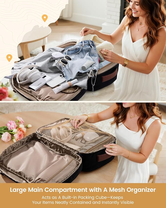 LOVEVOOK 40L Travel Backpack for Men & Women, Airline Approved Carry On Luggage, TSA Personal Item Bag fits 15.6 Inch Laptop, Waterproof Weekender Overnight Suitcase for Work, Black - Image 3