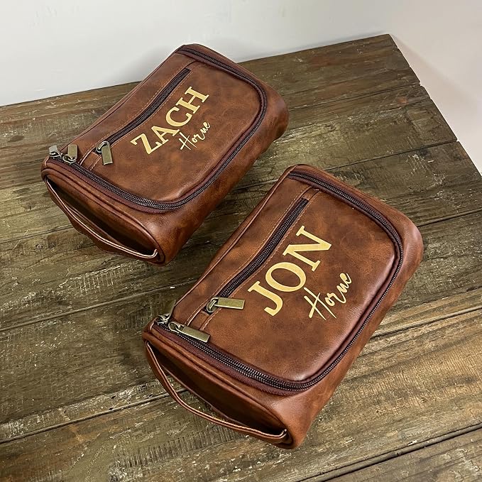 Personalized Leather Toiletry Bag, Brown, Three Layer Structure, Waterproof, Customizable Name Engraving, Travel Organizer for Men, Multi-Occasion Gift (TSN0925) - Image 5