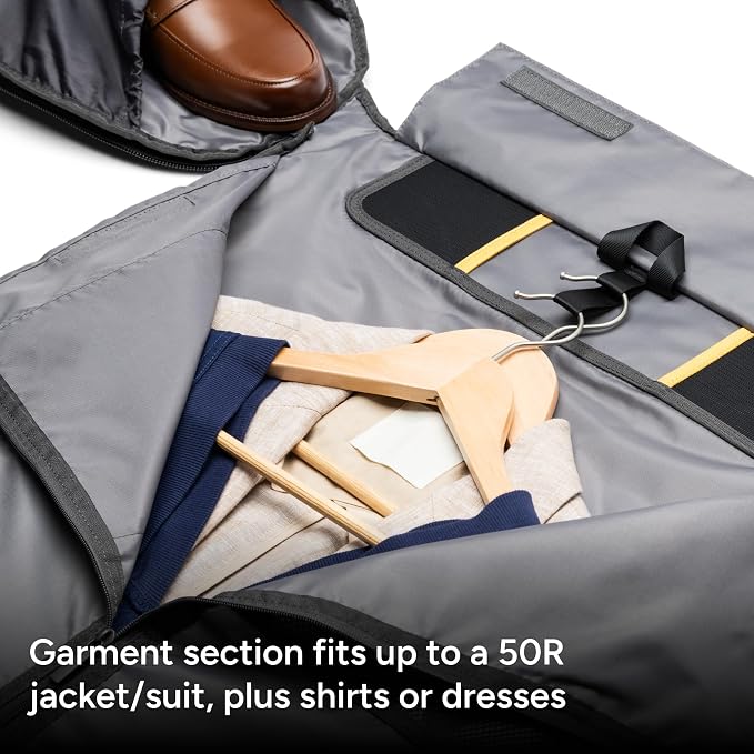 Halfday Convertible 2-in-1 Premium Garment Duffel Weekender Bag 45L: Wrinkle-Free Travel (Hanging Suit Compartment, Shoe Pockets, Trolley Sleeve), Balistic Nylon Carry-on, Ash - Image 2