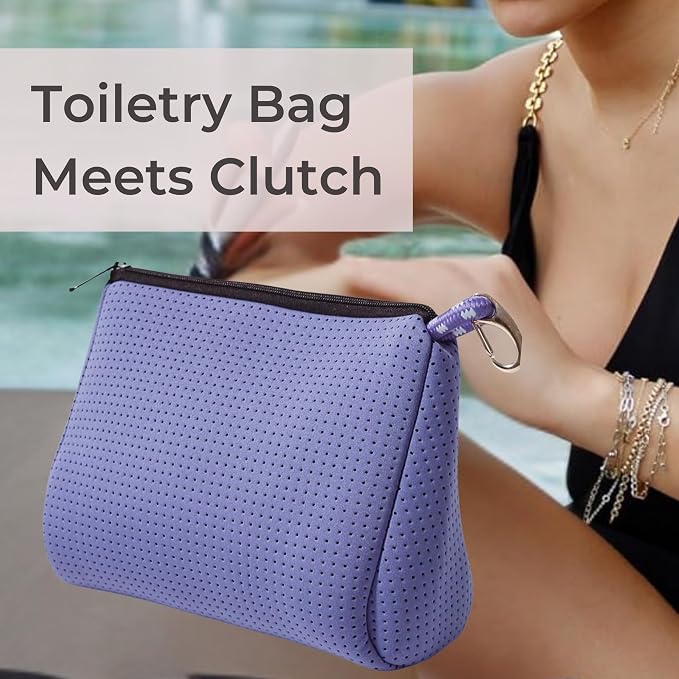 POPUPS Large Makeup Bag with Zipper - Waterproof Neoprene Cosmetic Bag 7.7 x 10.75 x 5 inches - Pouch Veri Peri - Image 5