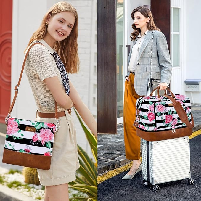 Travel Weekender Bag for Women, 21" Overnight Bag with Shoe Compartment 50L Large Travel Duffel Bag Carry On Tote for Weekend, Overnight, Business Trips, Water Resistant - Image 3