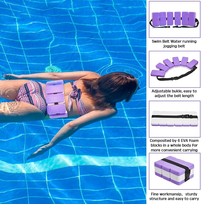 7 Pcs Pool Exercise Set Including 2 Lightweight Aquatic Dumbbells, 2 Swimming Hand Paddles, Pull Buoy, Pool Mesh Bag Swim Belt Sport Equipment for Water Aerobics Exercise - Image 4