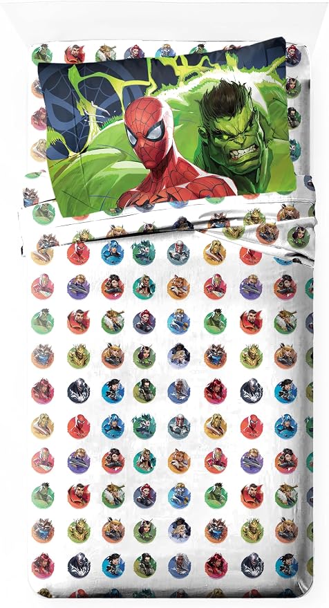Jay Franco Kids Sheet Set with Fitted, Flat Sheets & Pillow Cover - Ultra-Soft Bedding with Pillowcase for Room Decor, Multi - Marvel Rivals, 3 Piece Twin by JayFranco