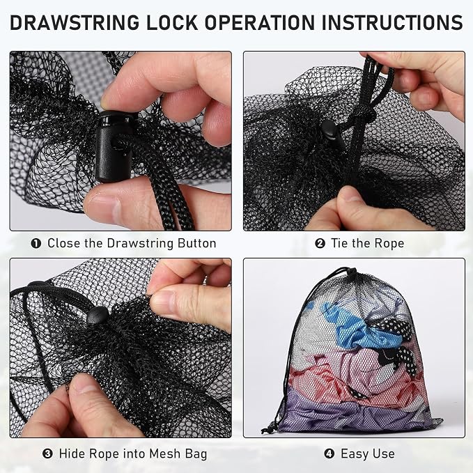 10PCS Durable Delicate Laundry Bag - Multicolor Nylon Mesh Bag - Small Gym Travel Beach Storage Bag - Locking Closure - For College, Gym, Yoga, Sport - Image 3