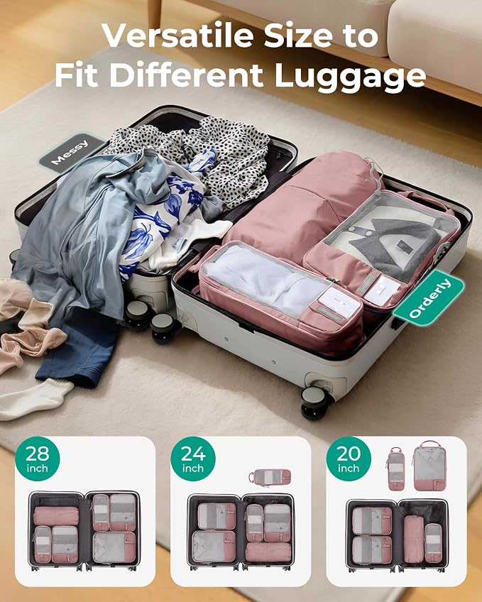 BAGSMART 6 Set /4 Set/2 Set Compression Packing Cubes for Travel, Lightweight Luggage Organizer Bags, Durable Space Saver Bags Travel Essentials - Image 2