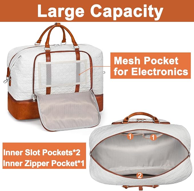 Travel Weekender Bag for Women, 21" Overnight Bag with Shoe Compartment 50L Large Travel Duffel Bag Carry On Tote for Weekend, Overnight, Business Trips, Water Resistant - Image 4