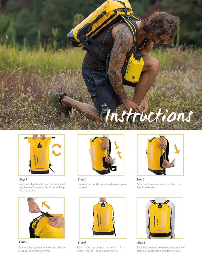 IDRYBAG Waterproof Backpack for Men 20L/30L/40L, Floating Dry Bag Kayak, Dry Backpack Hiking - Image 8
