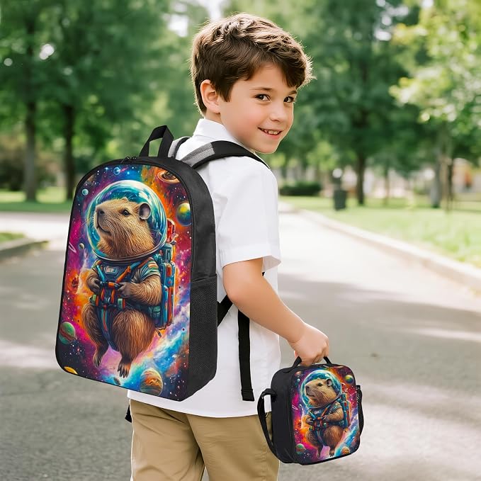 Animal Kid Backpack Set with Lunch Bag & Pencil Case Large Capacity School Bag 17 Inch Bookbag for Boy Girl - Image 2