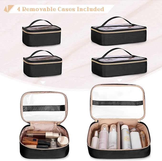 Professional Makeup Artist Bag, Large Makeup Organizer Travel Case | Makeup Bag with 4 Cosmetic Cases, Hair Tools Pocket, Makeup Kit Storage Section, Travel Organizer for Artist - Image 2
