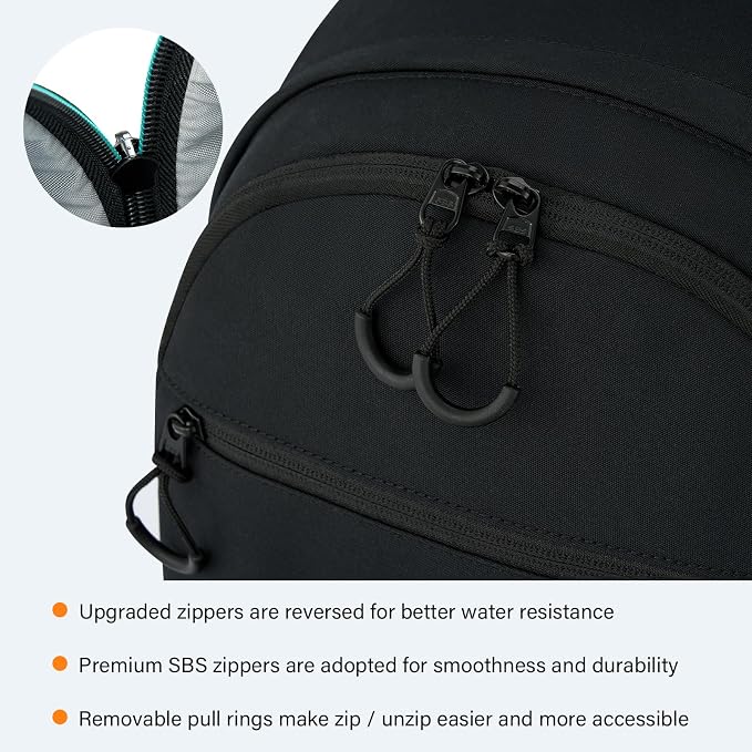 HanTrip Carry On Travel Backpack For Women, 18 Inch Water Resistant Large Backpack Lightweight Bookbag For Men, 8x14x18 Personal Item Bag Casual Daypack Backpacks For Work Office Commuter (Black) - Image 6