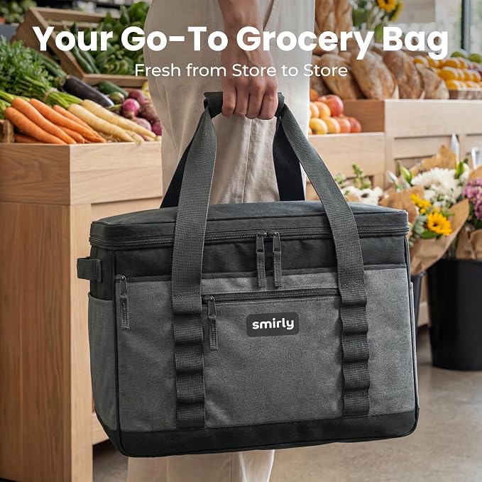 SMIRLY 48 Cans Soft Cooler Bag, Large Collapsible Leakproof Ice Chest | Portable Cooler with Multiple Pockets, Padded Handle and Wipe-Clean Lining for Camping, Beach, Travel, Picnic, Grocery, Car - Image 8