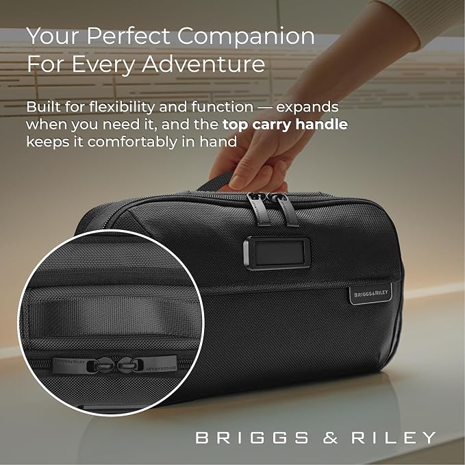 Briggs & Riley Expandable Essentials Kit - Toiletry Travel Bags for Women & Men, Organizer for Vacation, Compact Dopp Kit for Bathroom Accessories, Makeup, & Skincare - Baseline Collection - Image 5