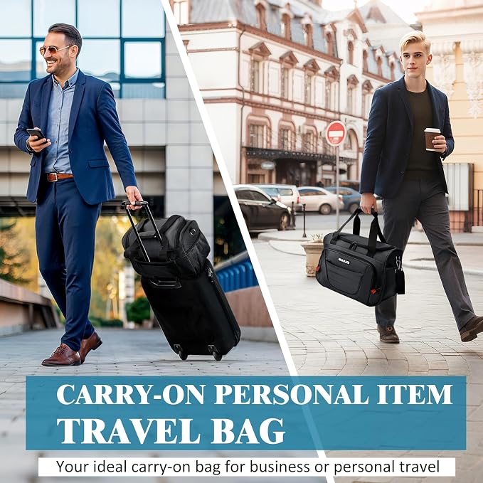 Underseat Carry On luggage Bag Airplanes Personal Item Bags, Gym Bag for Men Weekender Overnight Travel Tote Bag Shoulder Small Softside Carry on Luggage Travel Duffel Bags For Men Women -16 IN Grey - Image 4