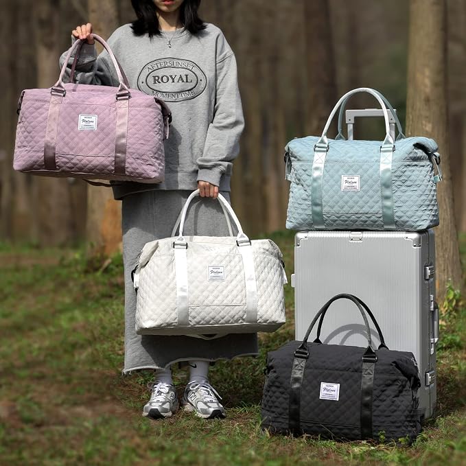 Weekender Bags for Women, Travel Duffel Overnight Carry on Bag with Toiletry Bag&Wet Pocket,Dark Grey - Image 2
