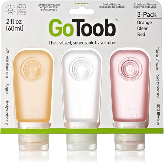 humangear GoToob Refillable Silicone Travel Size Bottles with Locking Cap for Women, 3pks by humangear